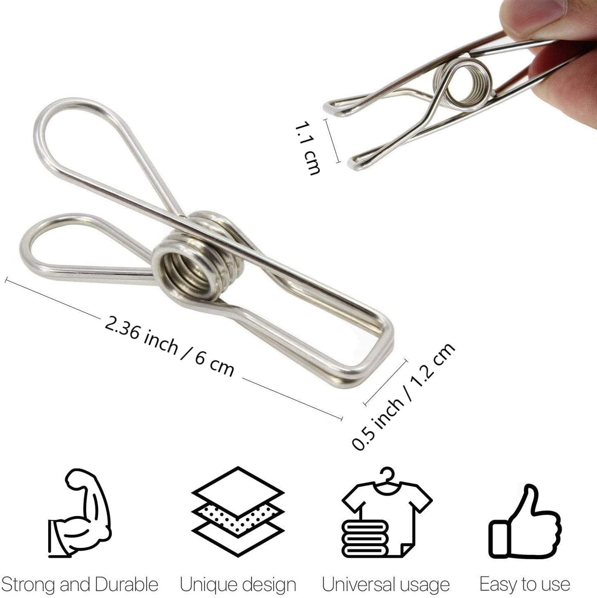 100 Alfileres Ropa Acero Inox para Colgar y Sello Aperitivos