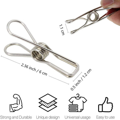 100 Alfileres Ropa Acero Inox para Colgar y Sello Aperitivos