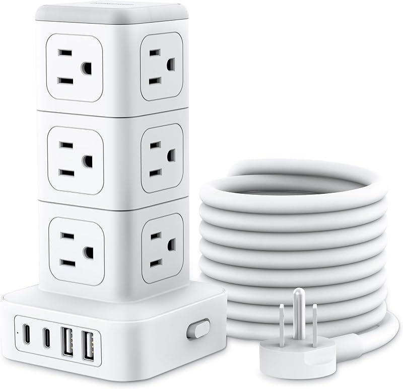 Torre regleta con protec sobretensiones 12 salidas CA 4 USB