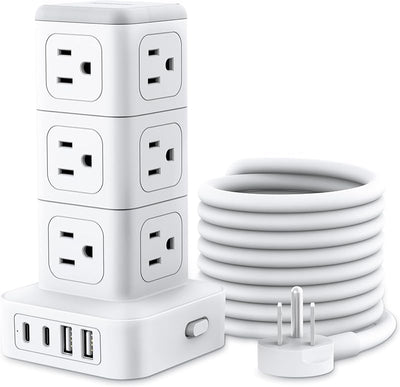 Torre regleta con protec sobretensiones 12 salidas CA 4 USB