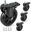Ruedas giratorias 5" set 4 vástago 3/8x1 2400lb negro