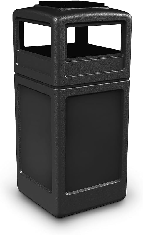 Contenedor basura cuadrado 42gal tapa cúpula cenicero negro