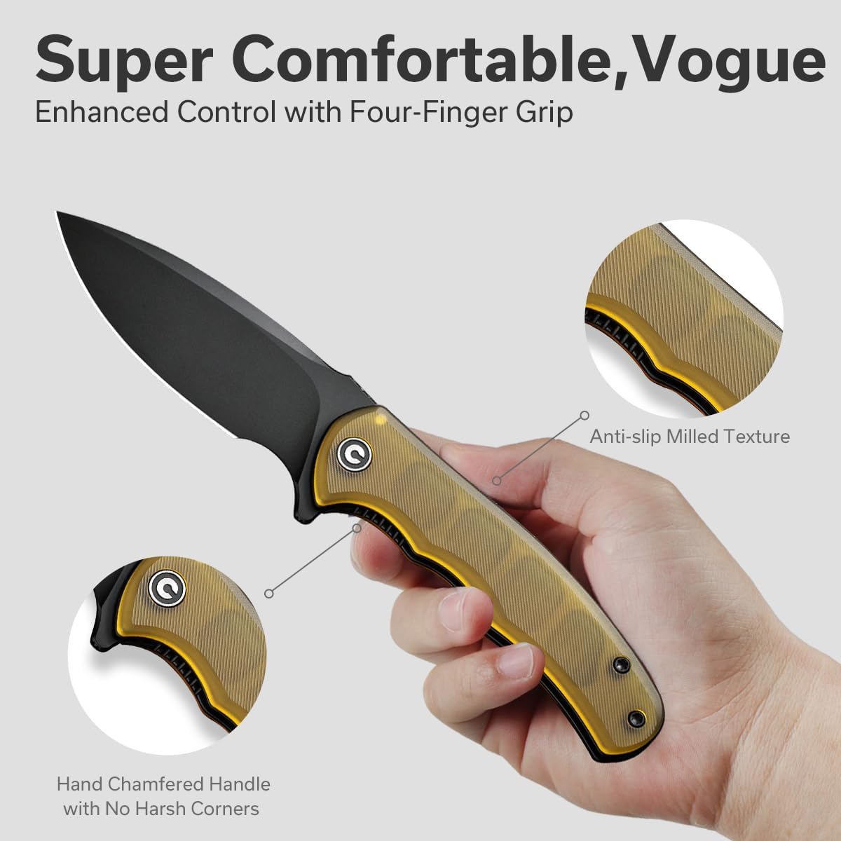Navaja de bolsillo EDC con hoja D2 2.98pulg mango Ultem