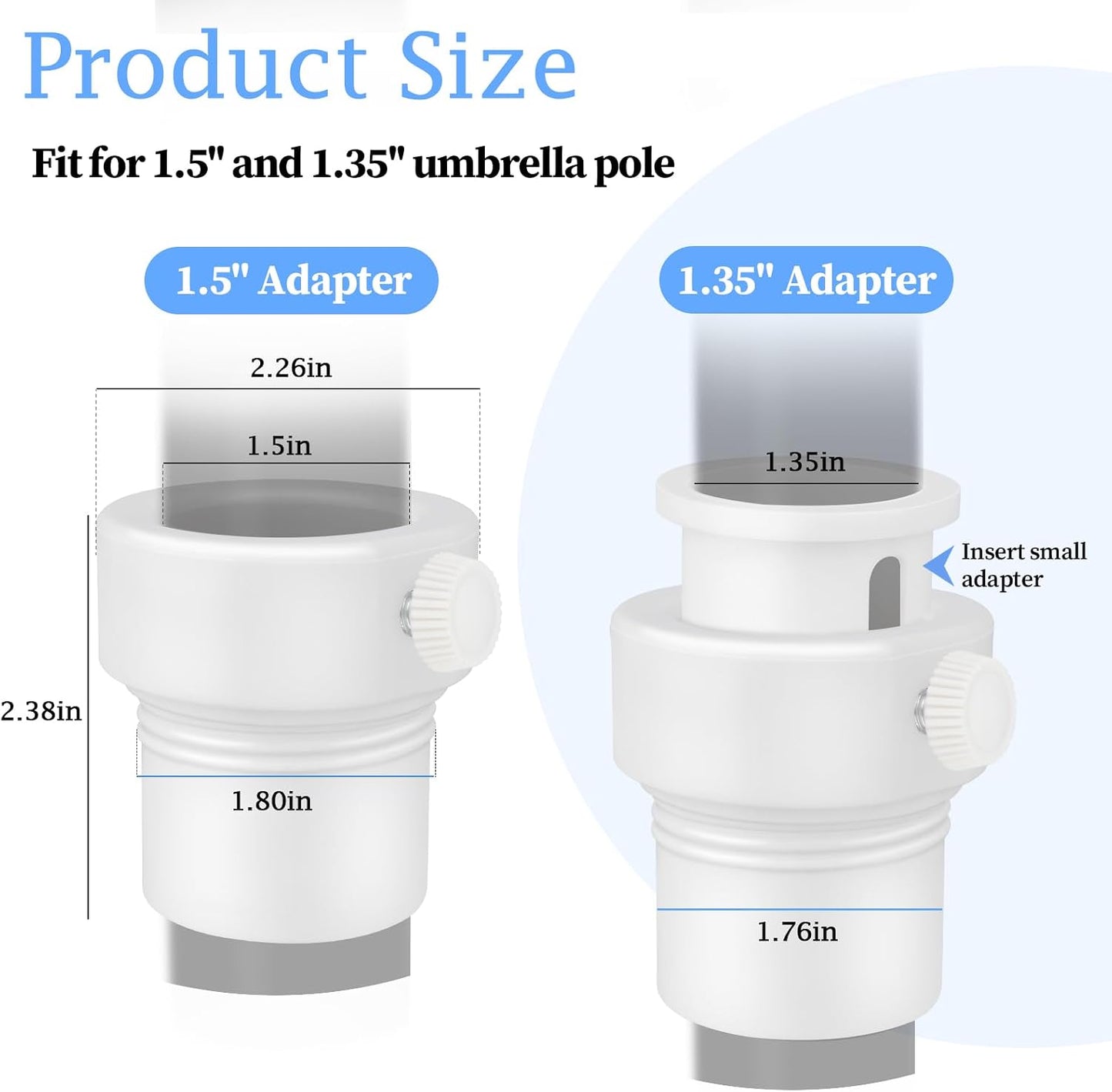 Adaptador estabilizador sombrilla poste 1.5 y 1.35"