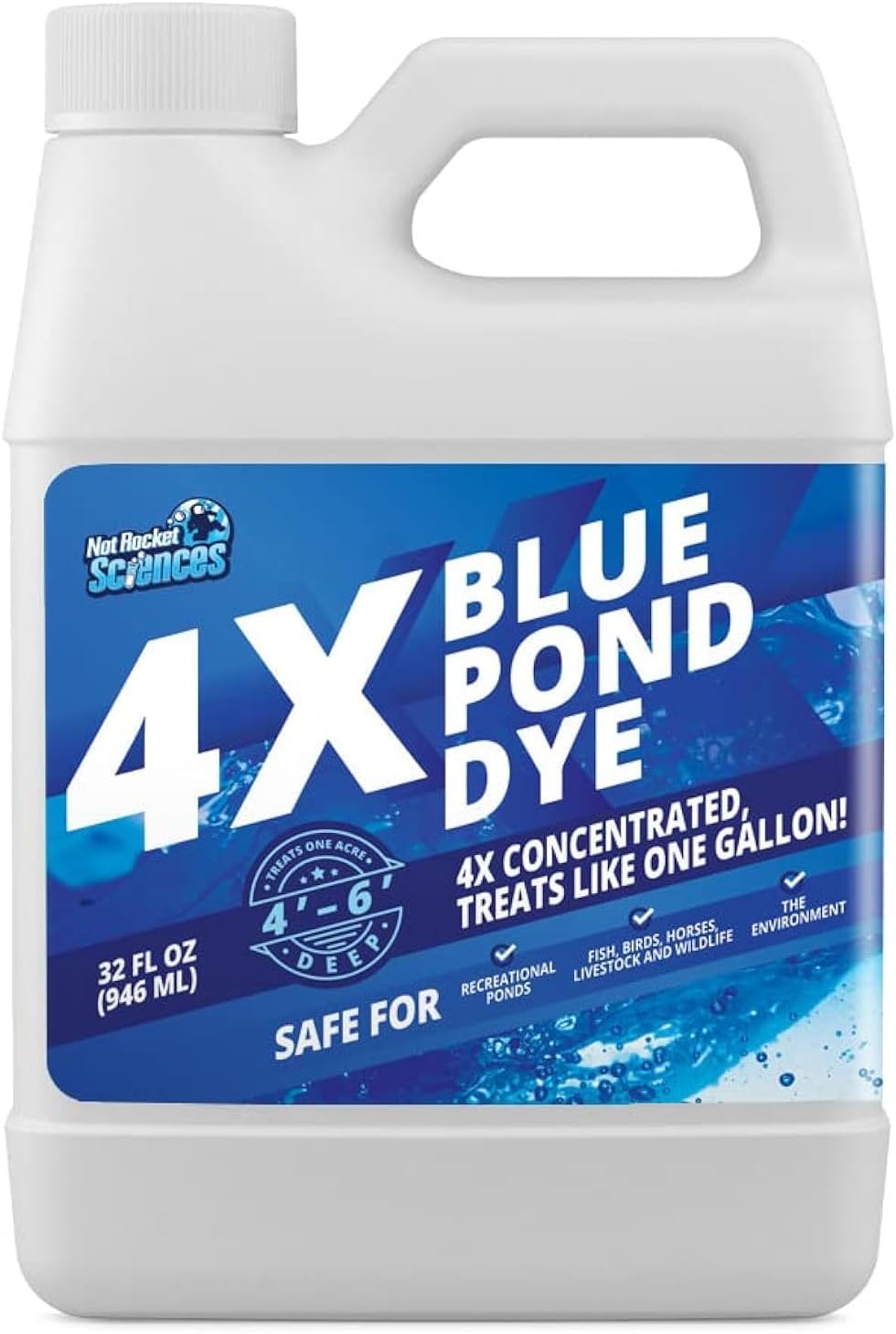 Tinte azul 4X para estanque 32oz seguro para peces