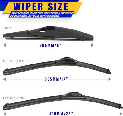 3 Limpiaparabrisas Repuesto Toyota Prius C 08-19 28/14/8"