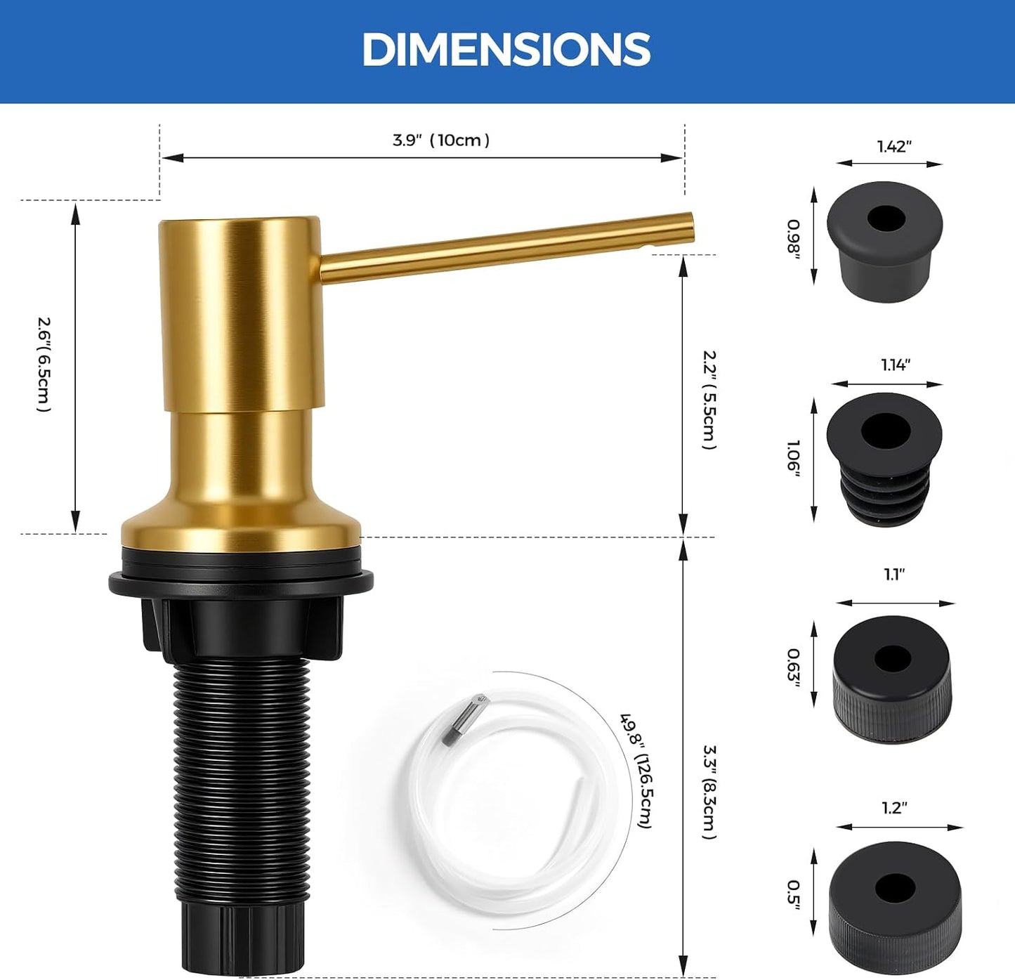 Dispensador jabón fregadero acero inox con tubo 47pulg