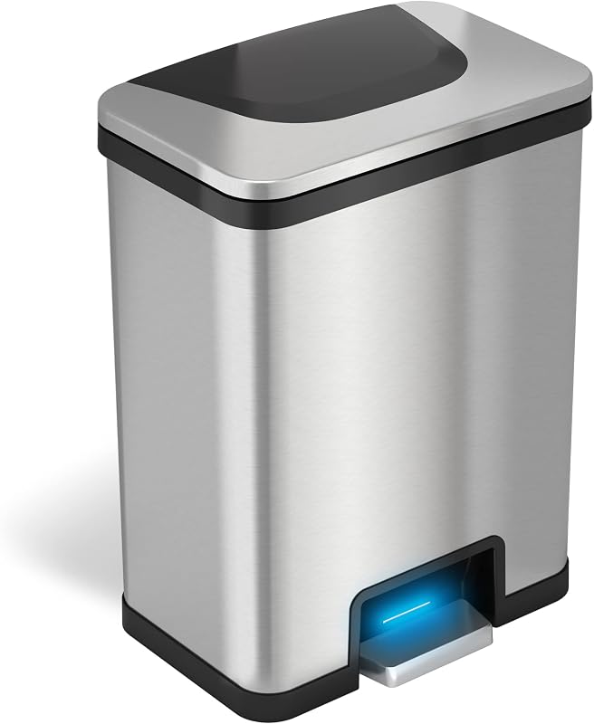 Cubo basura acero inox 13gal sensor pasos filtro olor