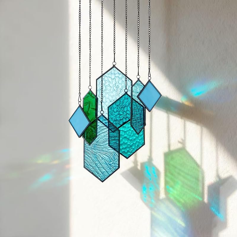Vidriera colgante ventana diseño moderno azul-verde