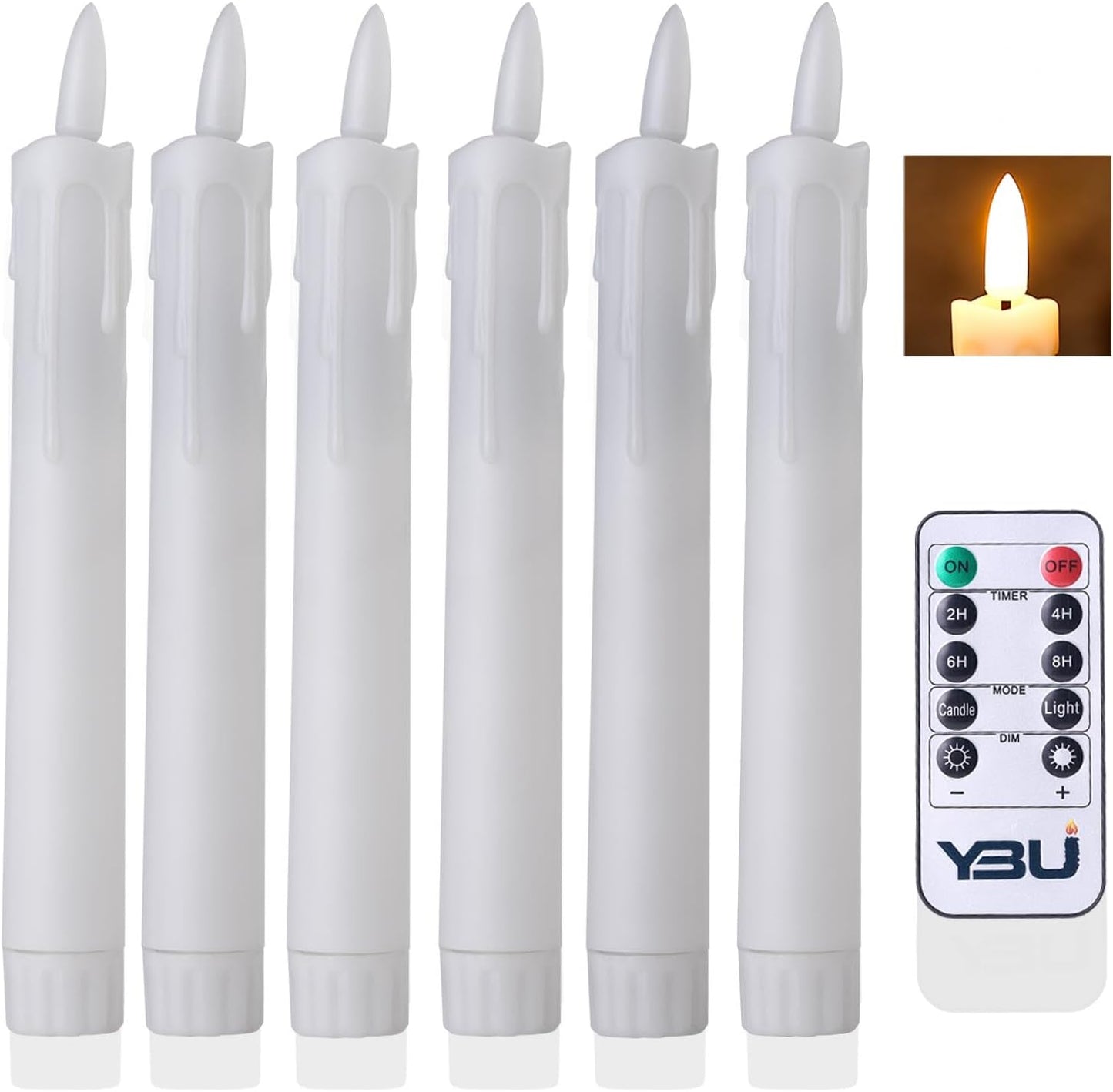Velas LED cónicas control remoto 7pulg temporizador 6uds