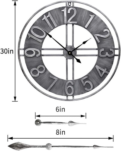 Reloj pared 30pulg metal sólido decoración retro