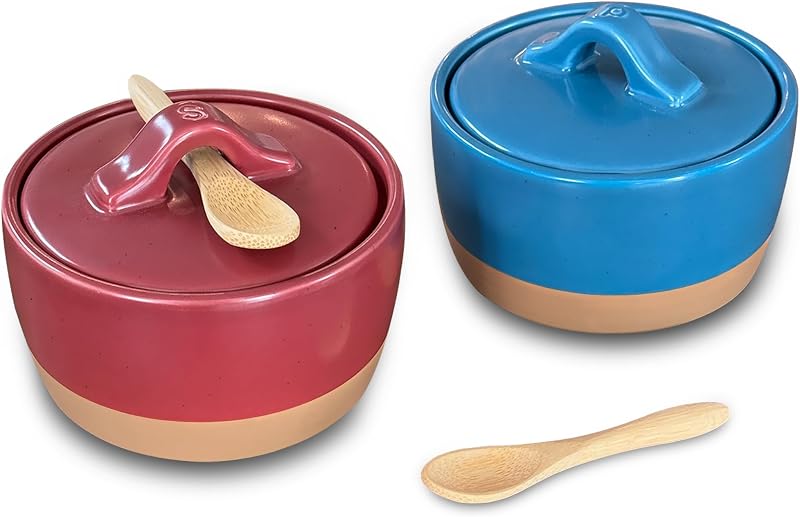 Juego salero pimentero cerámica con tapa 10oz encimera