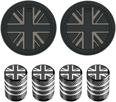 Set 6 accesorios auto 4 tapas válvula neumático Mini Cooper negro