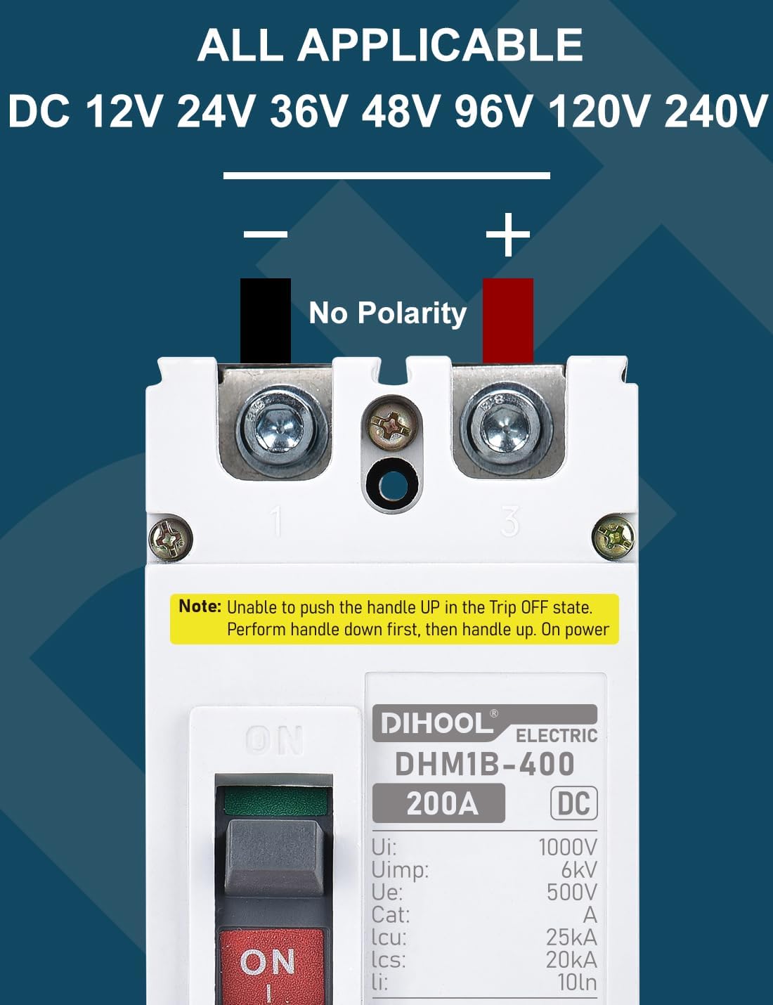 Interruptor 200A CC 500V para batería solar y UPS