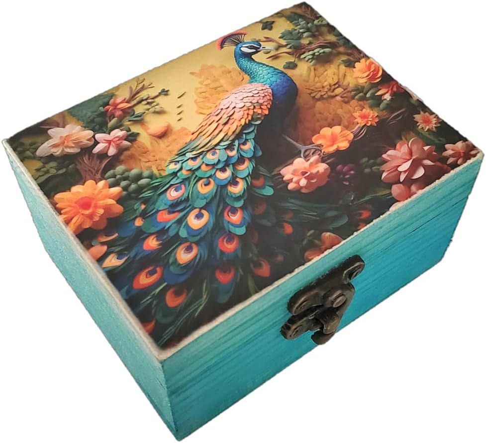 Caja baratijas pavo real aretes collares niñas mujeres