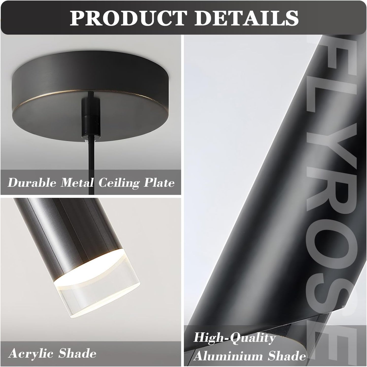 3 Pzas Luces Colgantes Cilíndricas Negras Cocina