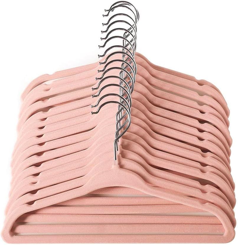 Perchas para bebé antiderrap pack 15 rosa claro