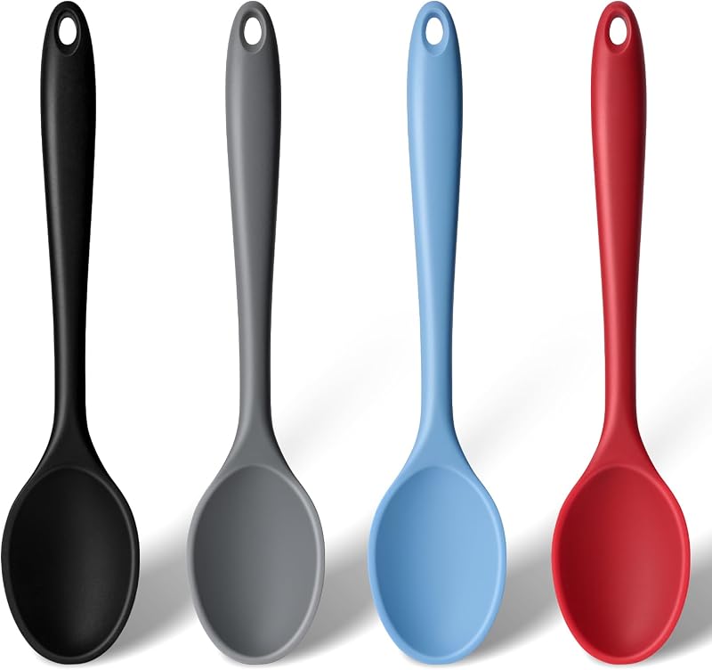 4 Cucharas Silicona para Cocinar 10.8pulg Antiadherentes