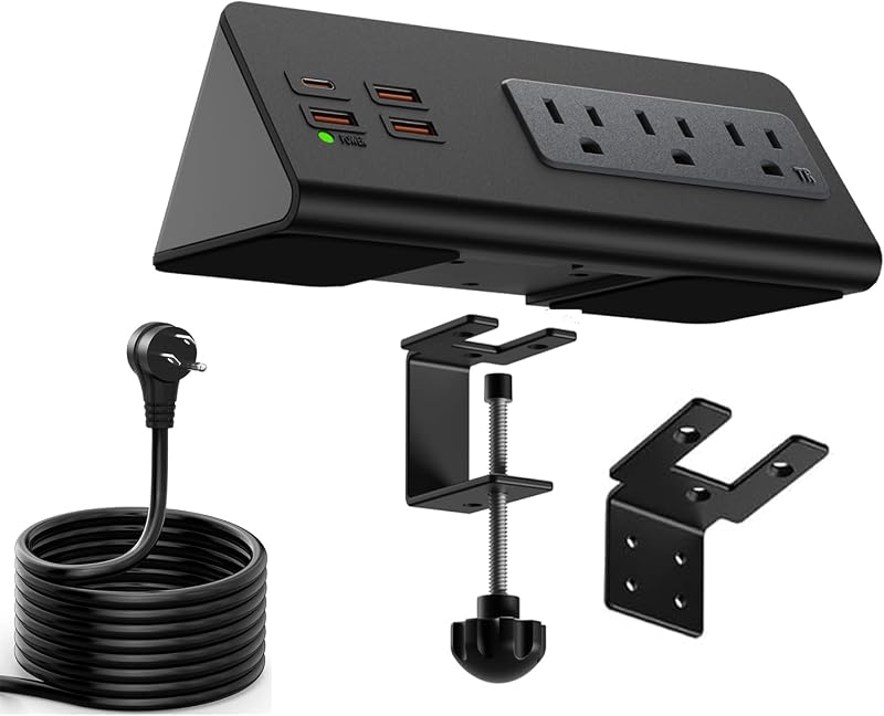 Regleta alimentación borde con USB-C 3 salidas CA 4 puertos