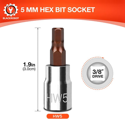 Set llaves hex 5mm 3/8" acero S2 totalmente pulida