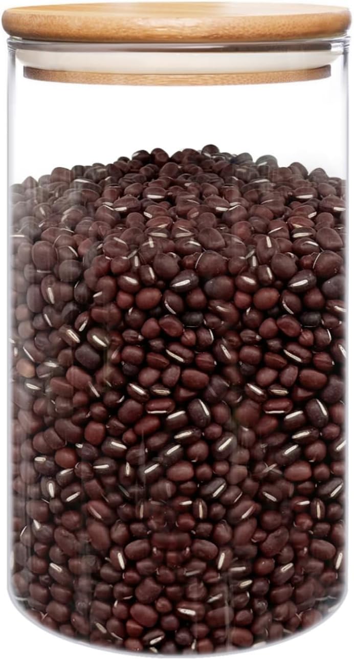 Tarro vidrio 1400ml tapa hermética bambú granos café
