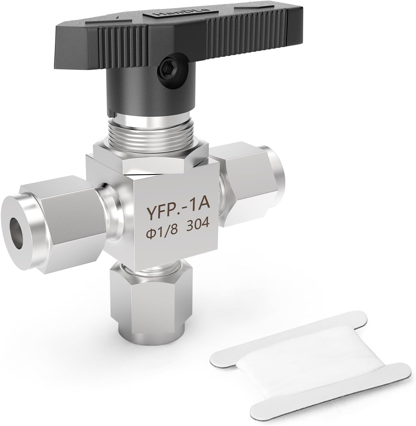 Válvula compresión 3 vías acero inox 304 1/8pulg