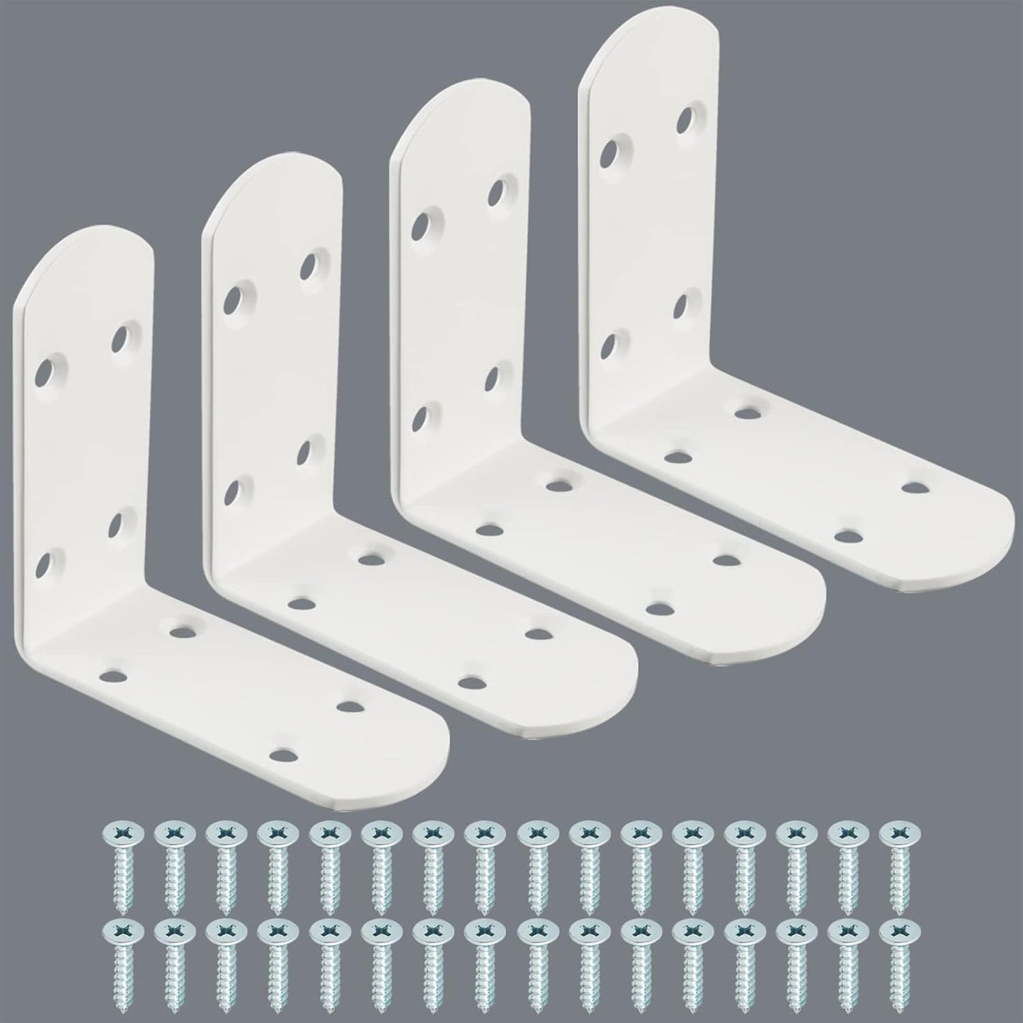 4 Soportes en L Acero Inox para Estantes Blancos