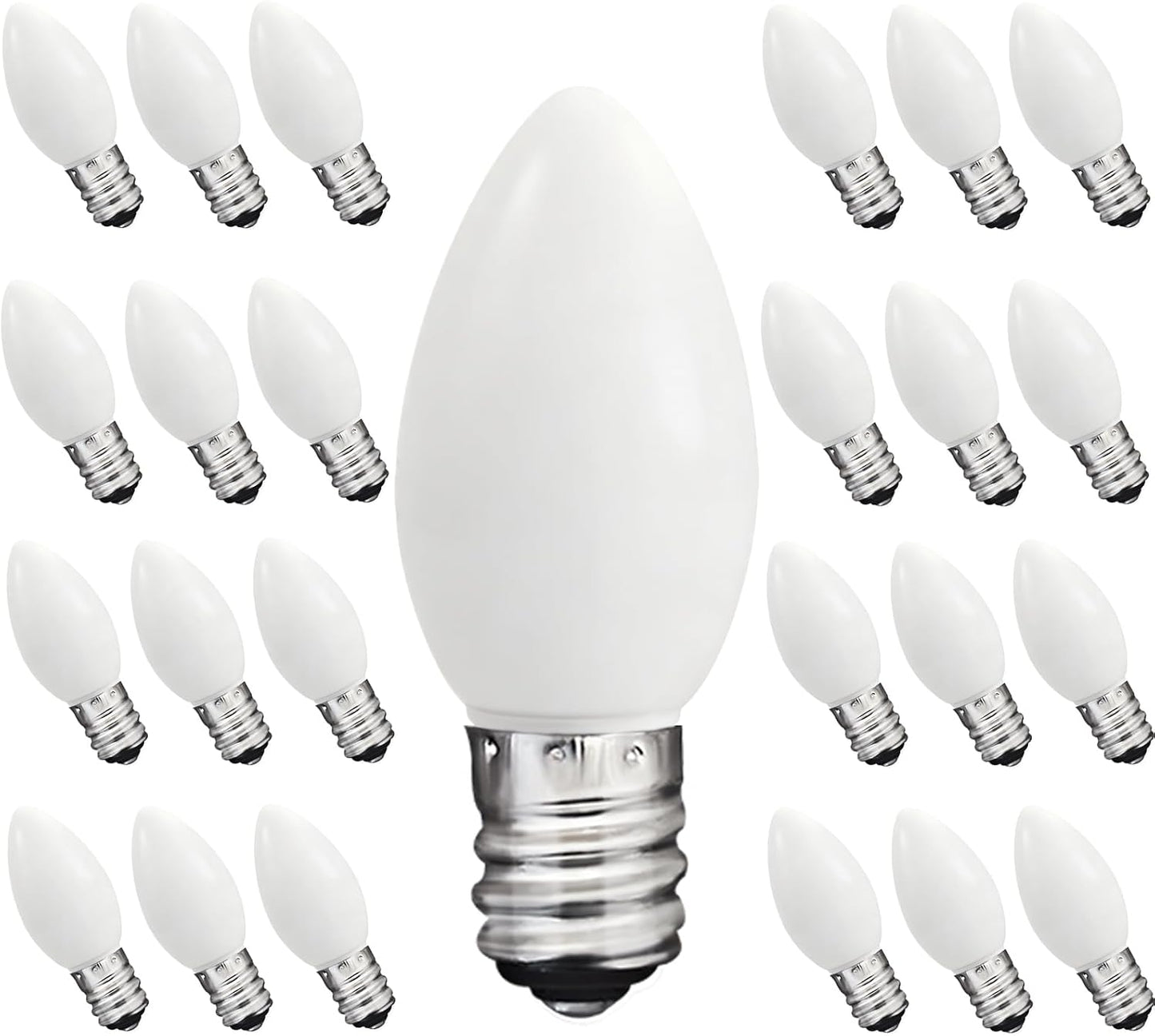 25 Bombillas LED C7 E12 Blancas Calientes para Candelabro