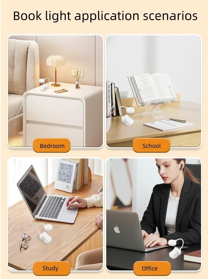 4 Luces libro ajustables 3 temperaturas con clip