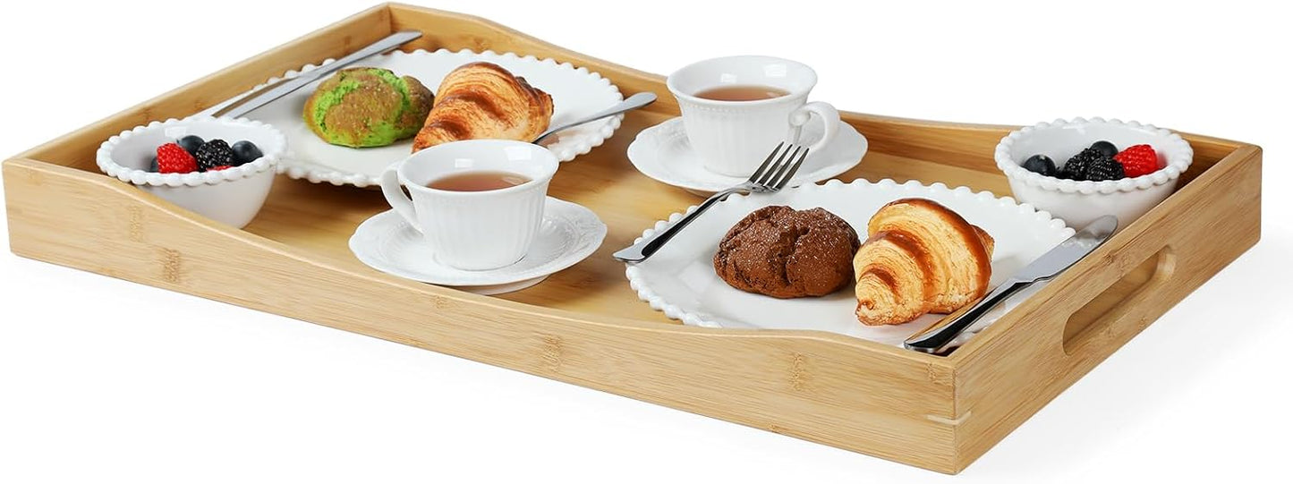 Bandeja Otomana Bambú 26x15pulg Asas para Mesa Comedor y
