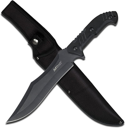 Cuchillo hoja fija negra mango G10 14"