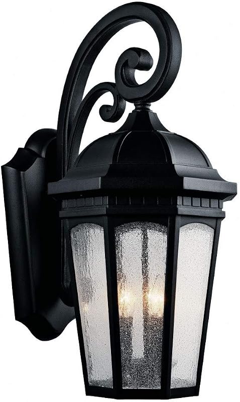Lámpara pared exterior 26.5pulg 3 luces cristal negro