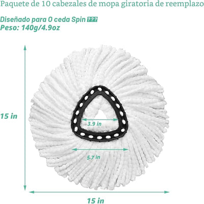 10 Cabezales Microfibra para Trapeador Cedar 360 Grados