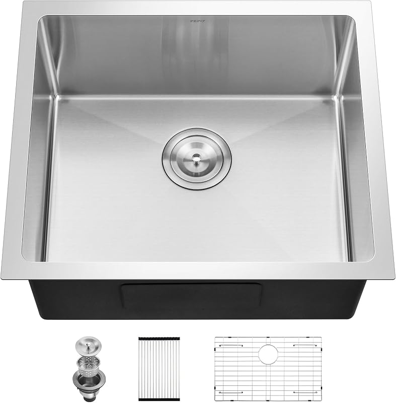 Fregadero cocina bajo encimera 21x18pulg acero inox calibre