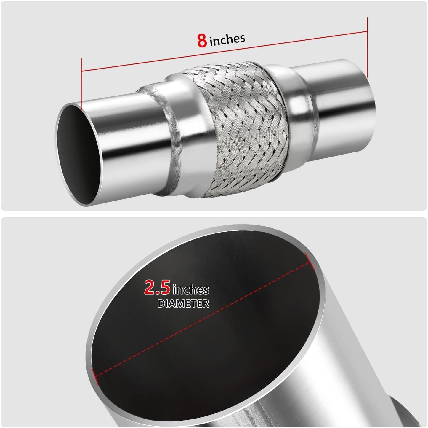 Tubo flexible escape acero inox doble trenzado 2.5x4x8