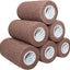 Vendaje cohesivo látex 4x5yd para deportes 6 rollos marrón
