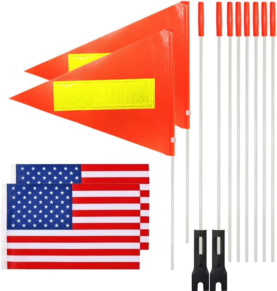 2 Banderas Seguridad Bicicleta Fibra Vidrio 6ft Impermeable