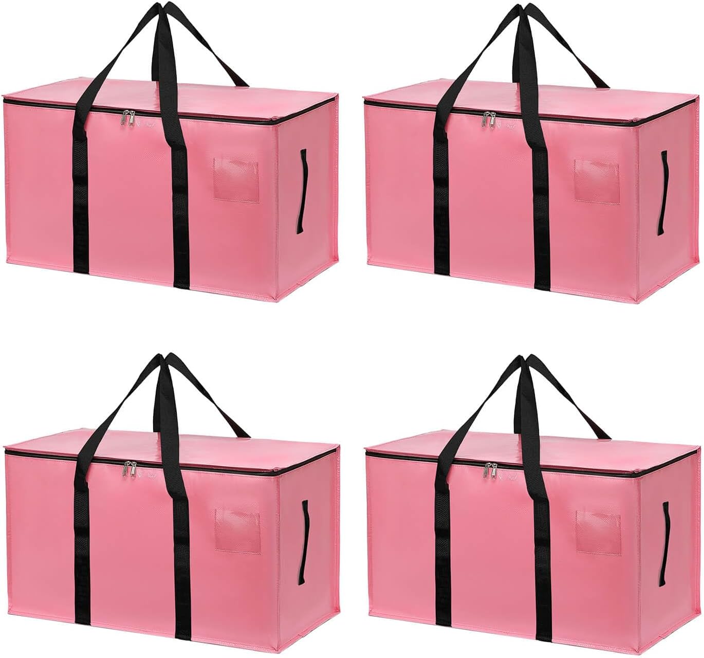 4 Pzas Bolsas Mudanza con Cremallera Asa Rosa