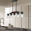 Lámpara colgante de madera estilo granja 5 luces negro mate