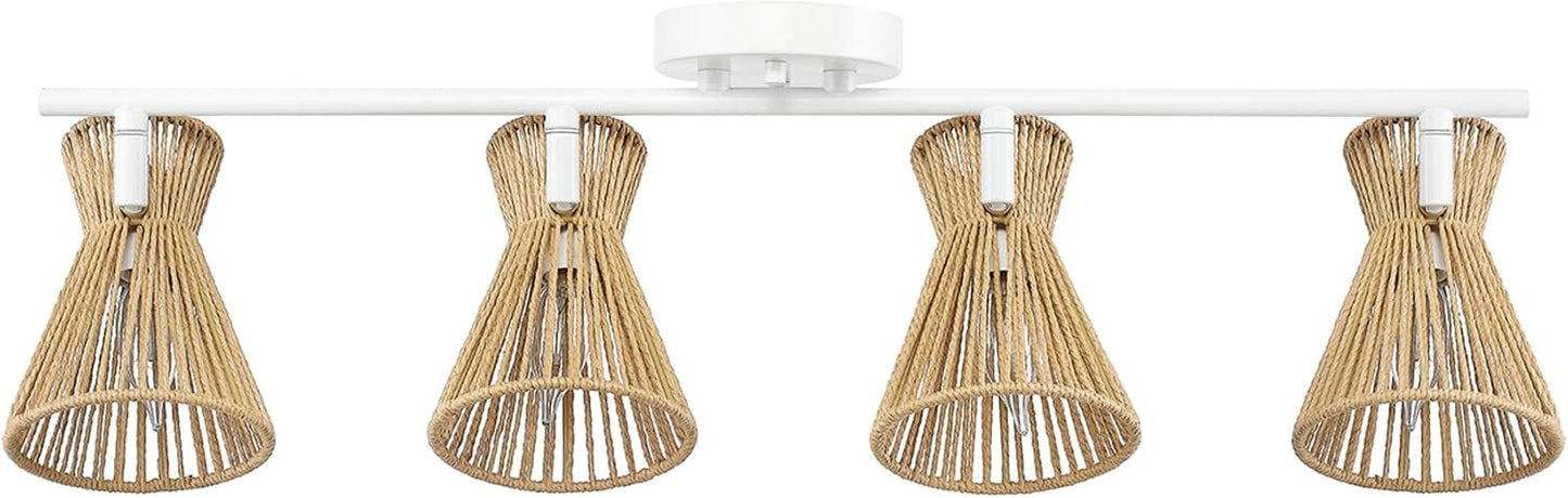 Lámpara riel 28pulg 4 luces blanco mate pantalla cuerda
