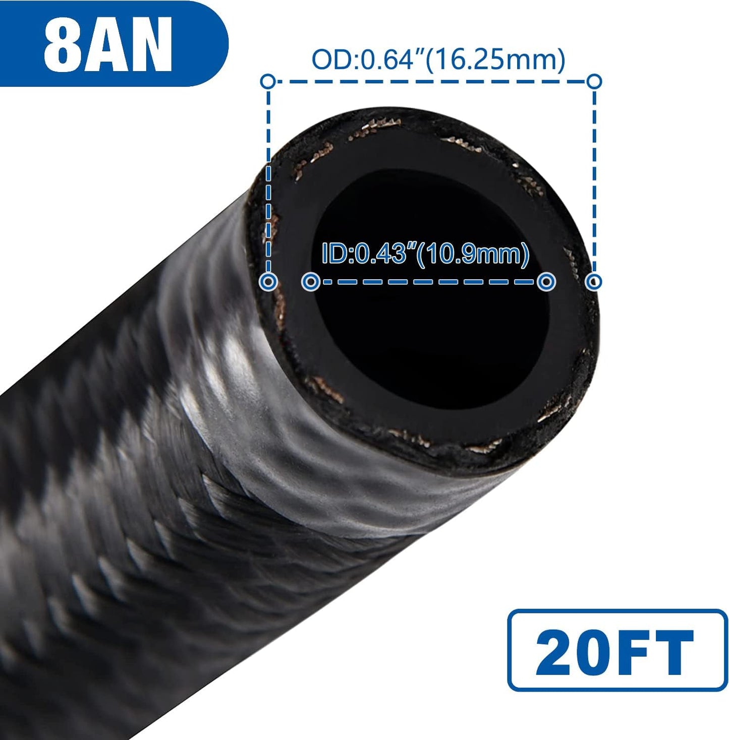 Kit manguera combustible 8AN 20ft CPE negro