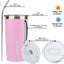 Taza viaje acero inox 20oz con tapa y pajilla color rosa