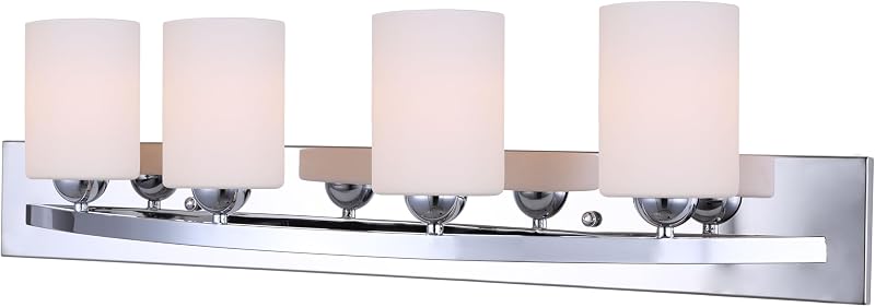 Lámpara de baño 4 luces cromo vidrio opalino