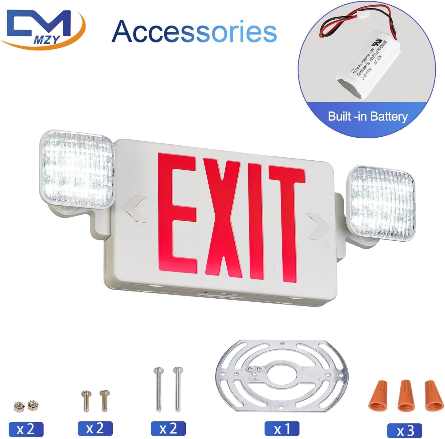 Señal salida roja con luz emergencia 120V/277V pack 2
