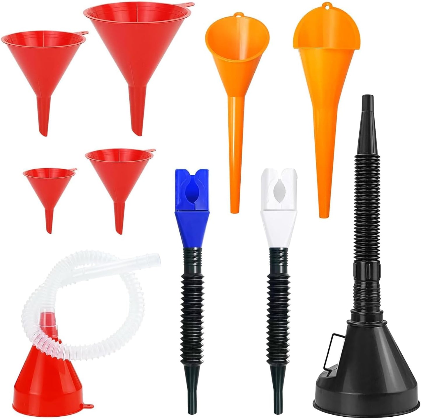 10 Embudos Automotriz con Manguera Cuello Largo