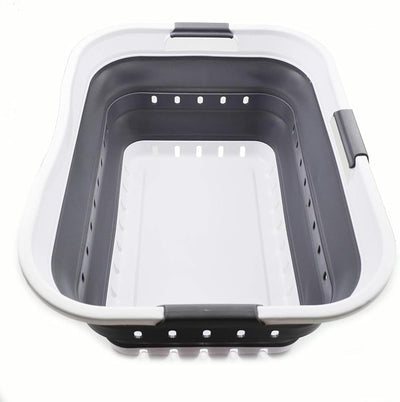 Cesta lavandería plástico plegable 42L 11gal blanco/gris