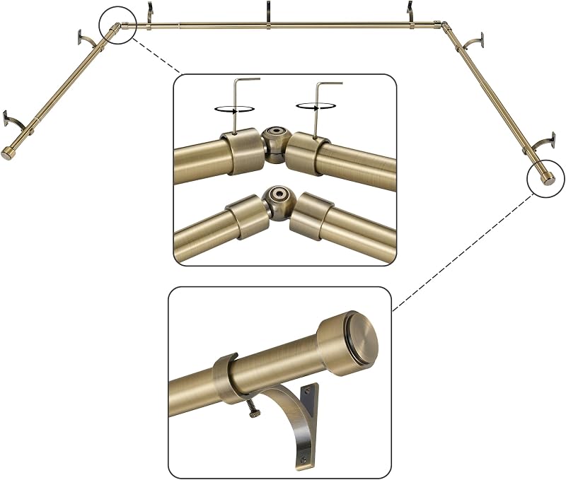 Barras cortinas ventana salediza bronce antiguo 32-86"