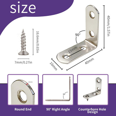 Set 10 Soportes para estantería acero inox 90 grados