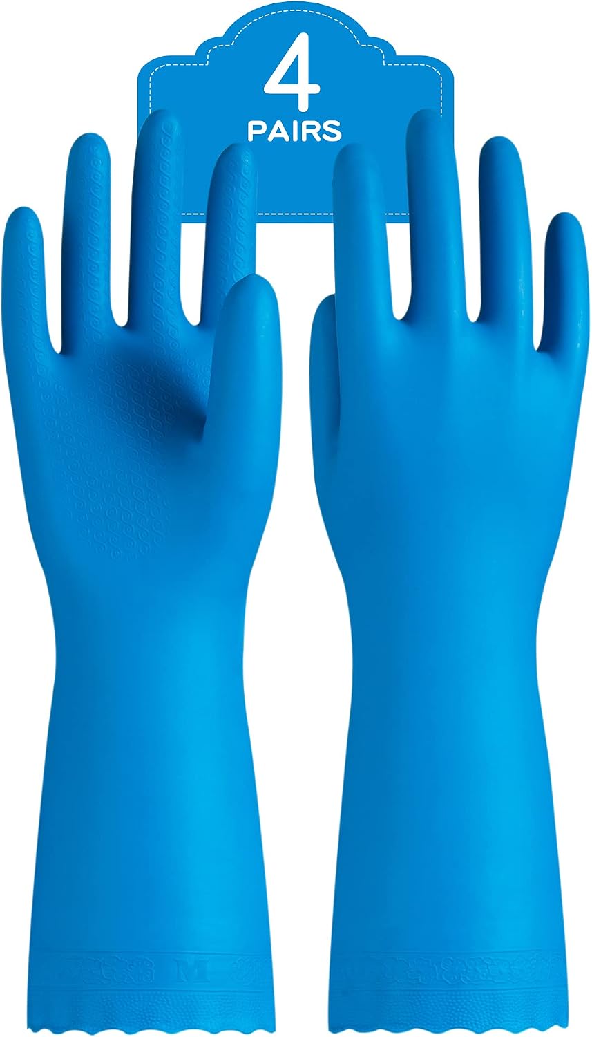 4 Pzas Guantes Limpieza Reutilizables Algodón Azul Talla S