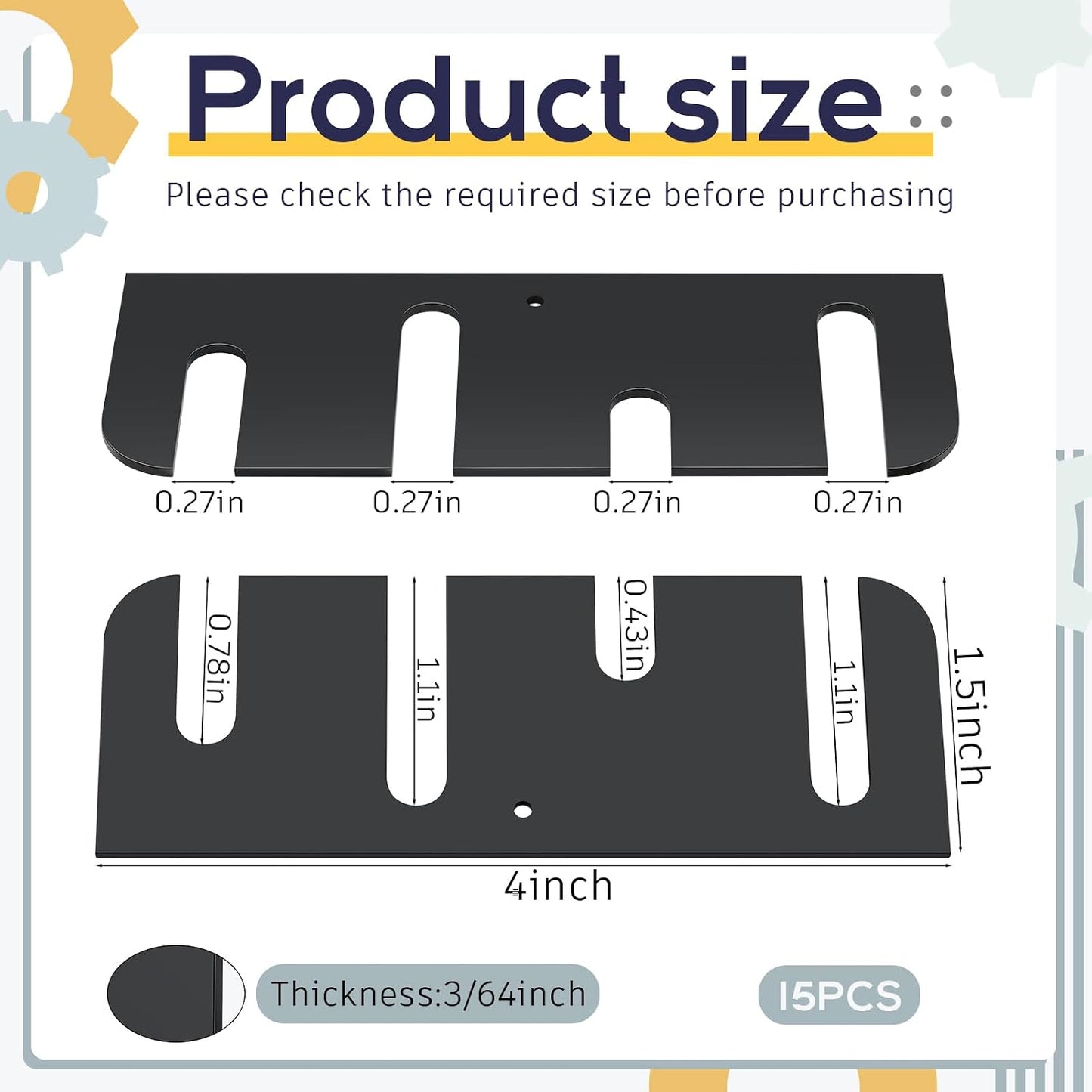 15 Pzas Cuñas Bisagra Puerta 4pulg Acero Inox Negro